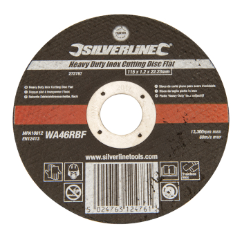 Silverline Heavy Duty Inox Slitting Disc Flat - 115 x 1.2 x 22.23mm - Code 272787