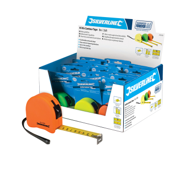 Silverline Hi-Vis Contour Tape Display Box - 18pce 8m / 26ft x 25mm - Code 273210