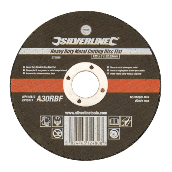 Silverline Heavy Duty Metal Cutting Disc Flat - 125 x 3 x 22.23mm - Code 273266