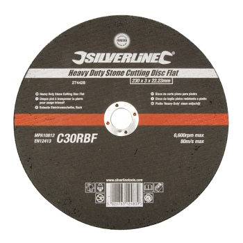 Silverline Heavy Duty Stone Cutting Disc Flat - 230 x 3 x 22.23mm - Code 274428