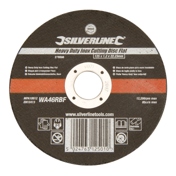 Silverline Heavy Duty Inox Cutting Disc Flat - 125 x 1.2 x 22.23mm - Code 276598