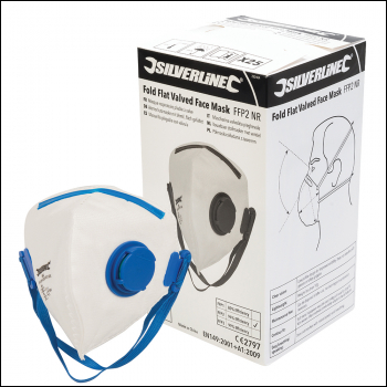 Silverline Fold Flat Valved Face Mask FFP2 NR Display Box 25pk - FFP2 NR - Code 282404