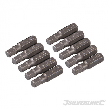 Silverline Hex Cr-V Screwdriver Bits 10pk - Hex 5mm - Code 282446