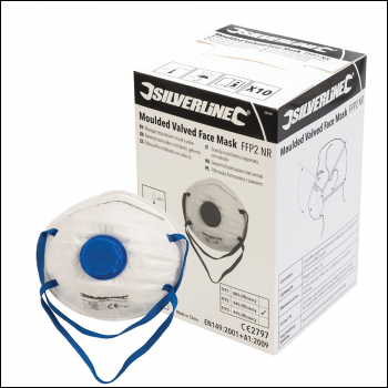 Silverline Moulded Valved Face Mask FFP2 NR Display Box 10pk - FFP2 NR - Code 282590
