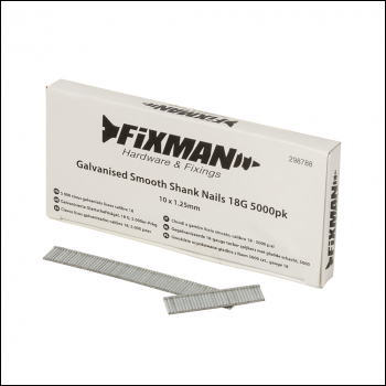 Fixman Galvanised Smooth Shank Nails 18G 5000pk - 10 x 1.25mm - Code 298788