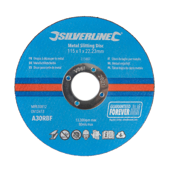 Silverline Metal Slitting Discs 10pk - 115 x 1 x 22.23mm - Code 315807
