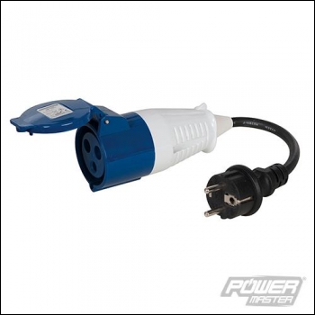 PowerMaster 16A Schuko Plug to 16A CEE 230V Socket Fly Lead Converter - 230V 3-Pin - Code 326917