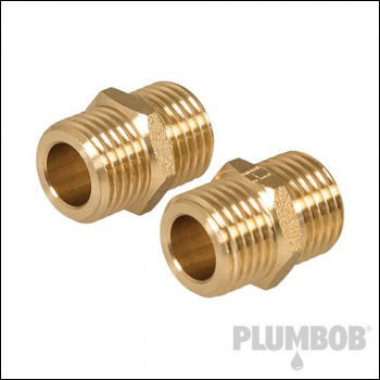 Plumbob Brass Hexagon Nipple - 3/4 inch  (Male) x 3/4 inch  (Male) - Code 329816