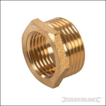 Plumbob Brass Hexagon Bush - 1/2 inch  (Male) x 1/4 inch  (Female) 2pk - Code 334110