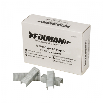 Fixman Type 53 Staples 5000pk - 11.25 x 10 x 0.75mm - Code 337680