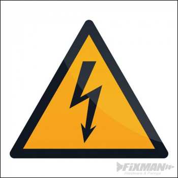 Fixman Electricity Warning Sign - 100 x 100mm Self-Adhesive - Box of 5 - Code 346548