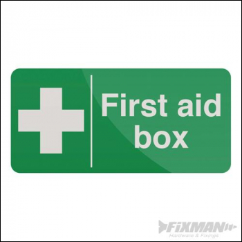 Fixman First Aid Box Sign - 200 x 100mm Self-Adhesive - Box of 5 - Code 349616