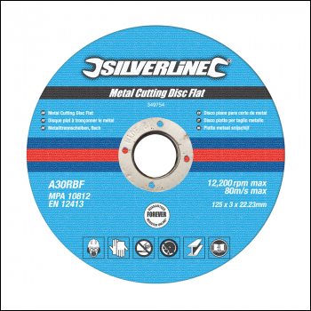 Silverline Metal Cutting Discs Flat 10pk - 125 x 3 x 22.23mm - Code 349754