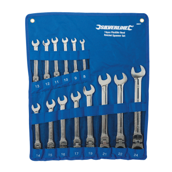 Silverline Flexible Head Ratchet Spanner Set 14pce - 8 - 24mm - Code 399017