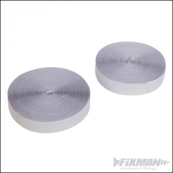 Fixman Hook & Loop Tape White Self-Adhesive 2pce - 100mm x 5m - Code 413457