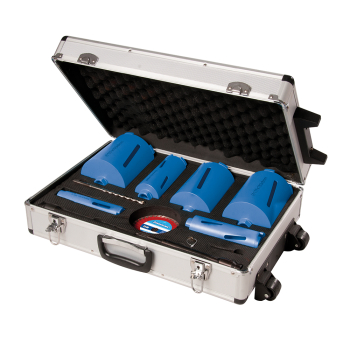 Silverline Diamond Core Drill Kit 6-Core 12pce - 38, 52, 65, 107, 117 & 127mm Dia - Code 427650