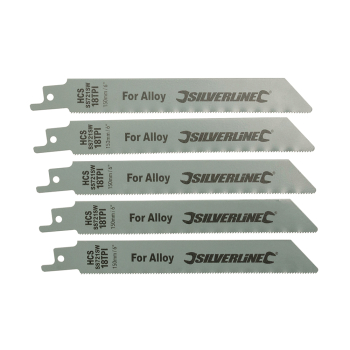 Silverline Recip Saw Blades for Alloy 5pk - HCS - 18tpi - 150mm - Code 456919