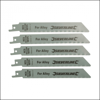Silverline Recip Saw Blades for Alloy 5pk - HCS - 18tpi - 150mm - Code 456919