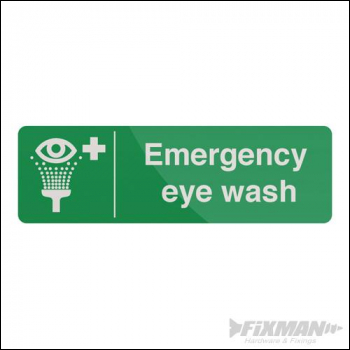 Fixman Emergency Eye Wash Station Sign - 300 x 100mm Self-Adhesive - Box of 5 - Code 466002