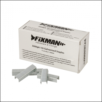 Fixman 10J Galvanised Staples 5000pk - 11.2 x 8 x 1.17mm - Code 470282