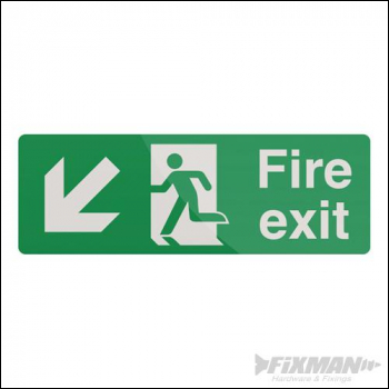 Fixman Fire Exit Arrow Sign - 400 x 150mm Rigid Down Right - Box of 5 - Code 531698