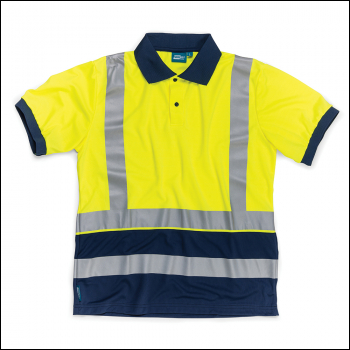 Tough Grit Hi-Vis 2-Tone Polo Shirt Yellow/Navy - XXL - Code 569439