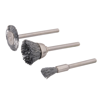 Silverline Rotary Tool Steel Wire Brush Set 3pce - 5, 15, 20mm Dia - Code 580466