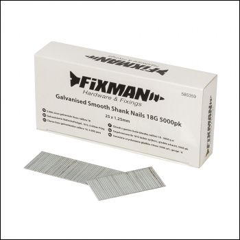 Fixman Galvanised Smooth Shank Nails 18G 5000pk - 25 x 1.25mm - Code 585359