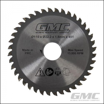 GMC Tungsten Carbide-Tipped Saw Blade GTS1500 - TCT Saw Blade 110 x 22.2 x 40T - Code 586371