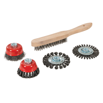 Silverline Wire Brush, Cup & Twist-Knot Wheel Set 5pce - 5pce - Code 589548