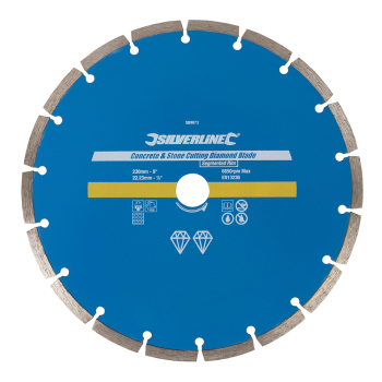 Silverline Concrete & Stone Cutting Diamond Blade - 230 x 22.23mm Segmented Rim - Code 589673