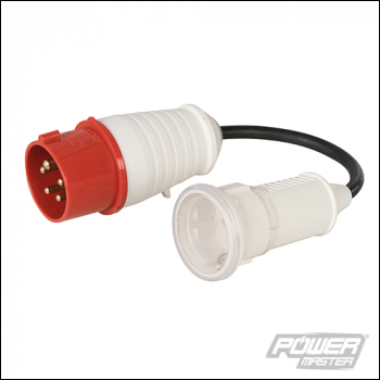 Powermaster 16A CEE 400V Plug to 16A Schuko Socket Fly Lead Converter - 400V 5 Pin - Code 603073