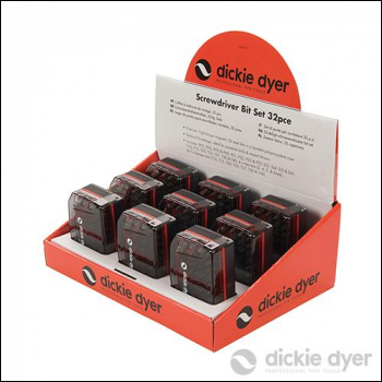 Dickie Dyer Premium Screwdriver Bit Set Display Box 32pce - 9pk - Code 604657