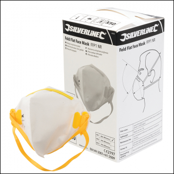 Silverline Fold Flat Face Mask FFP1 NR Display Box 50pk - FFP1 NR - Code 633532
