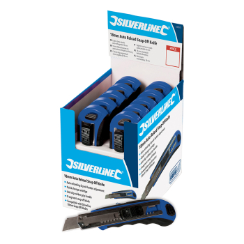 Silverline 18mm Auto Reload Snap-Off Knife Display Box 10pce - 10pce - Code 633575