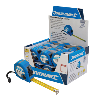 Silverline Measure Mate Tape Display Box - 30pce 3m / 10ft x 16mm - Code 633625