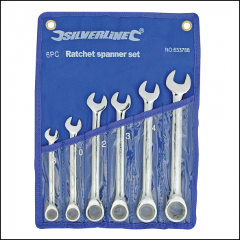 Silverline Fixed Head Ratchet Spanner Set 6pce - 8 - 17mm - Code 633788