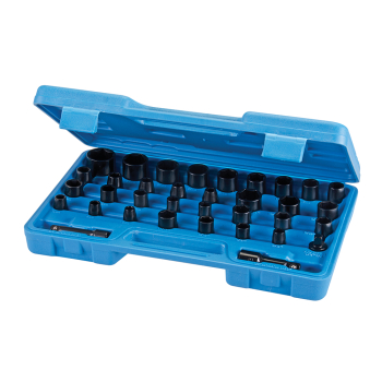 Silverline Impact Socket Set 6pt Metric / A/F 35pce - 35pce - Code 633802