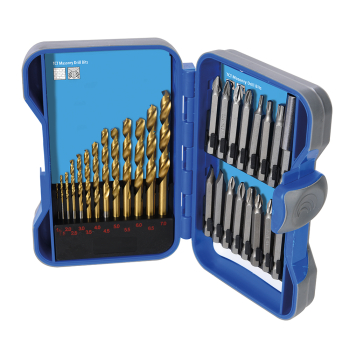 Silverline Titanium-Coated HSS Drill Bit & CRV Screwdriver Bit Set 29pce - 1 - 7mm - Code 633843