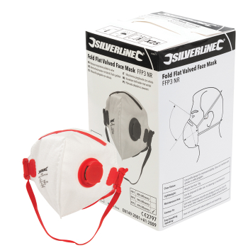 Silverline Fold Flat Valved Face Mask FFP3 NR Display Box 25pk - FFP3 NR - Code 633895
