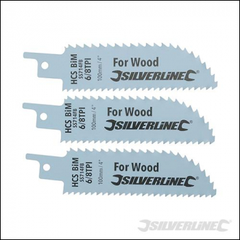 Silverline Double-Sided Recip Saw Blade for Wood 3pk - HCS 6tpi & BiM 8tpi - Code 633930