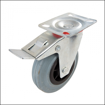 Fixman Braked Swivel Rubber Castor - 125mm 100kg - Code 663584