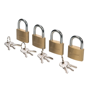Silverline Brass Padlock Keyed Alike 4pk - 40mm - Code 675152