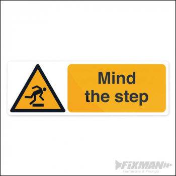Fixman Mind The Step Sign - 300 x 100mm Self-Adhesive - Box of 5 - Code 713473