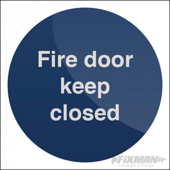 Fixman Fire Door Keep Closed Sign - 100 x 100mm Self Adhesive - Box of 5 - Code 722218