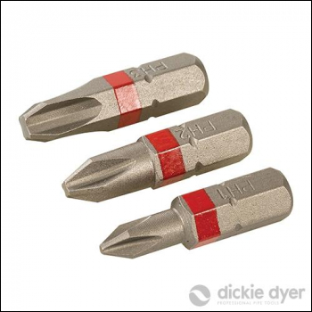 Dickie Dyer S2 Screwdriver Bit Set 3pce - PH1, PH2 & PH3 - Code 723815