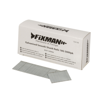 Fixman Galvanised Smooth Shank Nails 18G 5000pk - 32 x 1.25mm - Code 724126