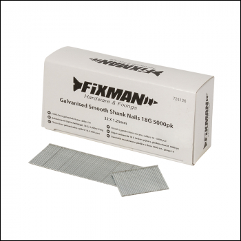 Fixman Galvanised Smooth Shank Nails 18G 5000pk - 32 x 1.25mm - Code 724126