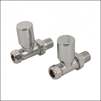 Plumbob Straight Modern Heated Towel Radiator Valves 2pk - 15mm - Code 731871