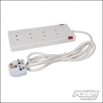 PowerMaster Extension Lead with Neon Indicator - 8-Gang 2m - Code 735926